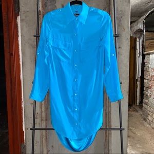 Brian Lichtenberg Safari Aqua Silk Shirt Dress